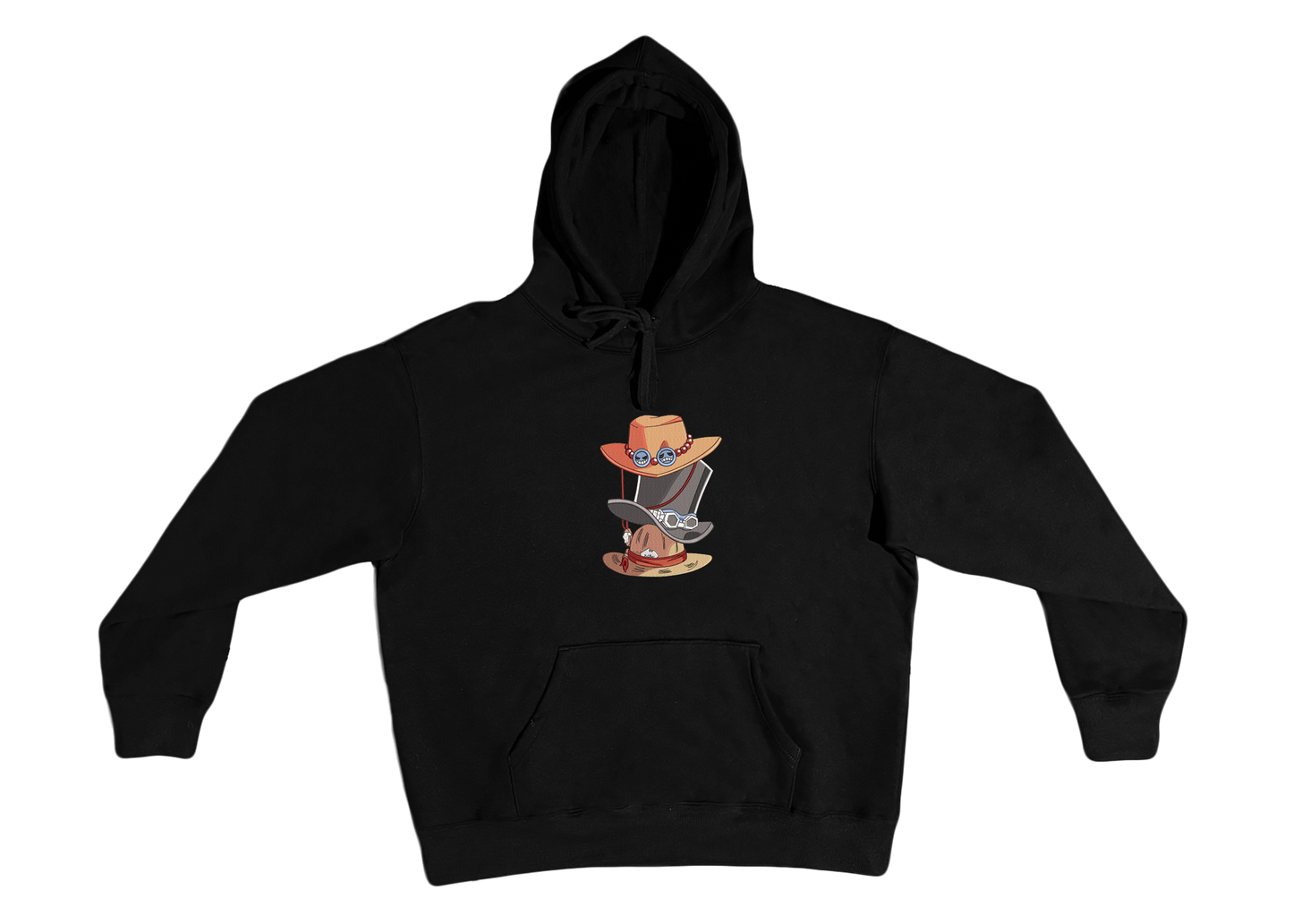 Pull à capuche noir One Piece, motif Chapeau de Paille