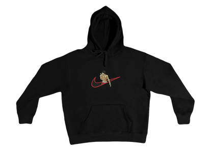 Sweat à capuche Baki brodé avec l'image de Baki Hanma en position de combat