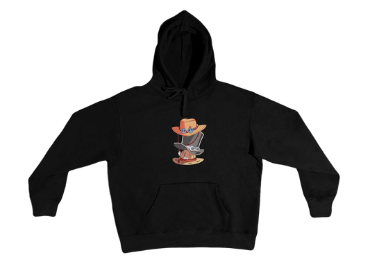 Pull à capuche noir One Piece, motif Chapeau de Paille