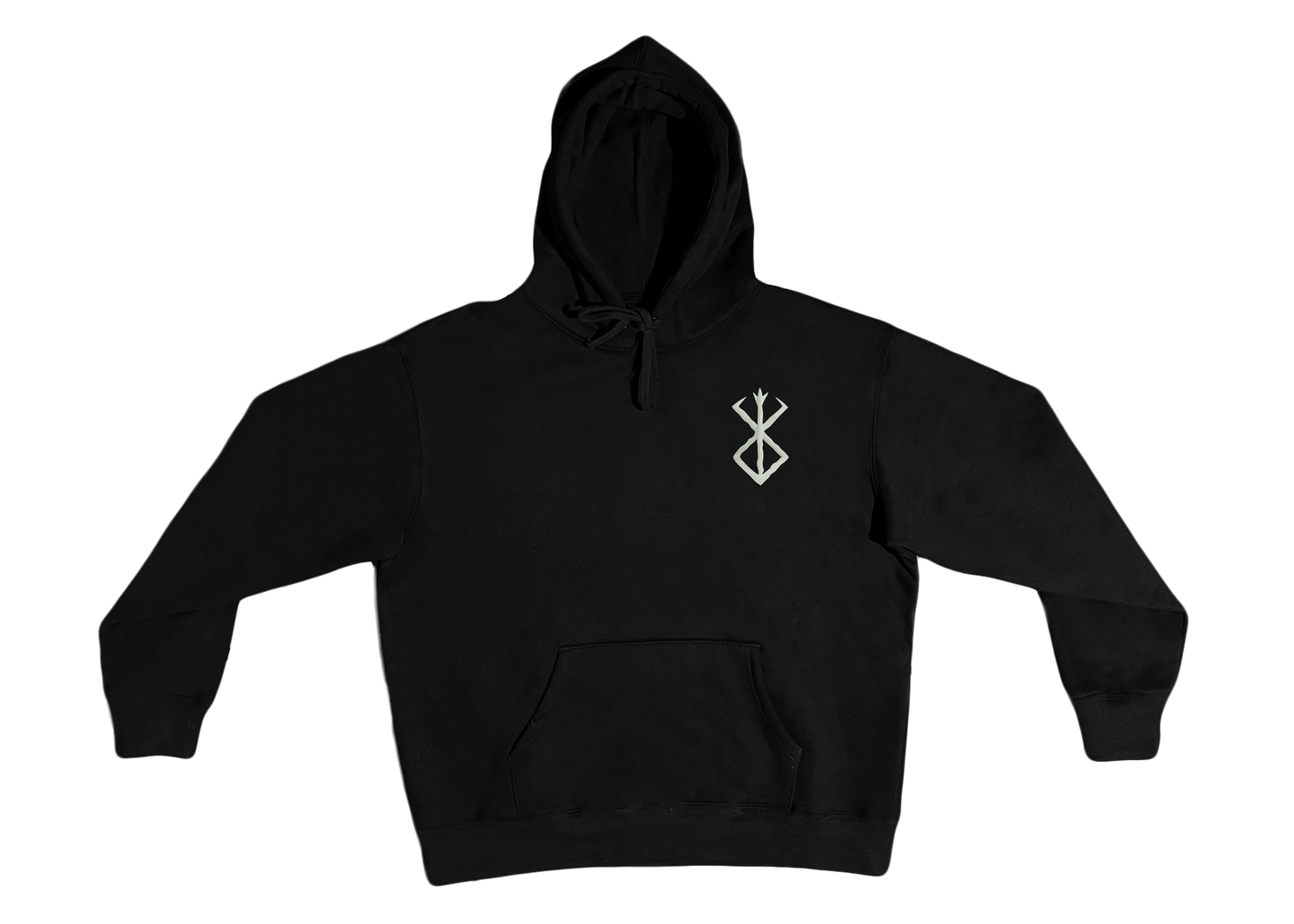 Pull à capuche gris Berserk brodé avec le symbole du faucon de la lumière