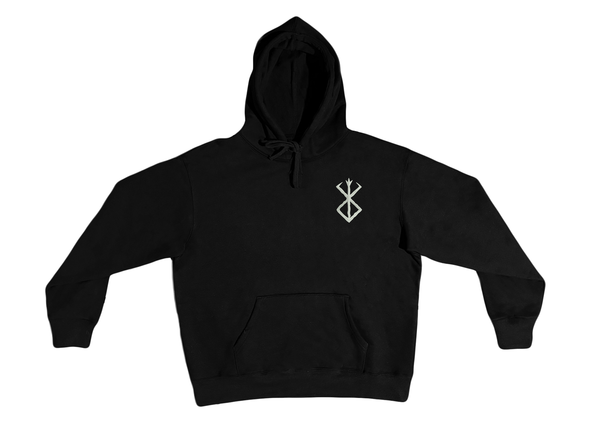 Pull à capuche gris Berserk brodé avec le symbole du faucon de la lumière
