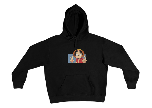 Sweat à capuche One Piece brodé avec motif Luffy en action